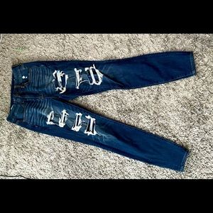 American Eagle Curvy Jeggings Ripped Patched